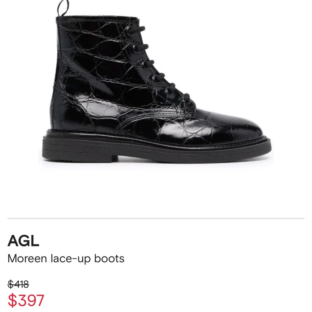 AGL Moreen lace-up boots black leather size 37.5 / 7.5 New